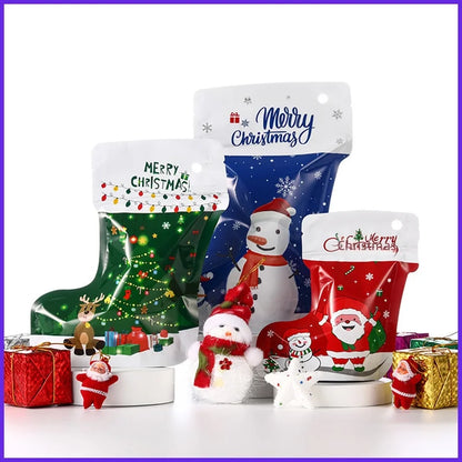 Christmas Socks Stand-up Bag Boots Stand-up Plastic Bag Jewelry Self-sealing Bag Christmas Gift Packaging Bag Spot