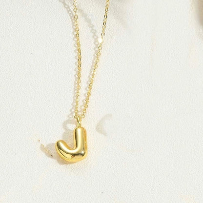 Copper 14K Gold Plated Minimalist Letter Pendant Necklace