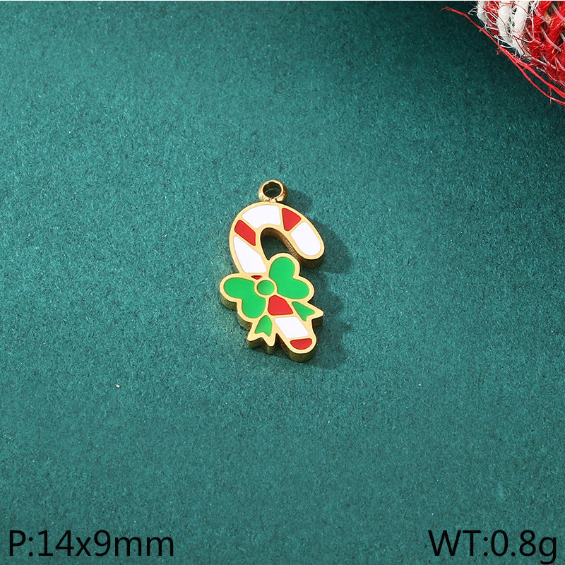 Diy Christmas Elements Oil Drop Stainless Steel Accessories Pendant Christmas Tree Santa Claus Snowman Reindeer