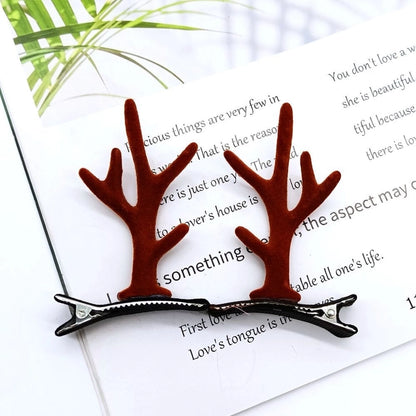 Christmas Cute Antlers Plastic Cloth Flannel Party Hairpin