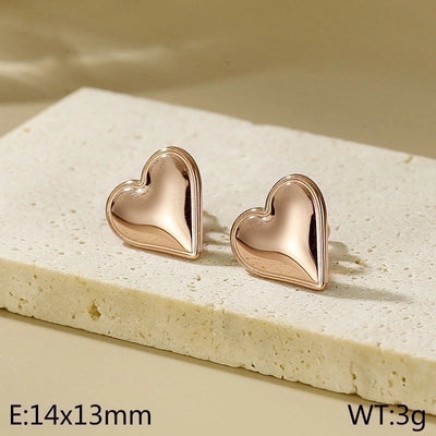 1 Pair Minimalist Heart Shape Titanium Steel Gold Plated Ear Studs