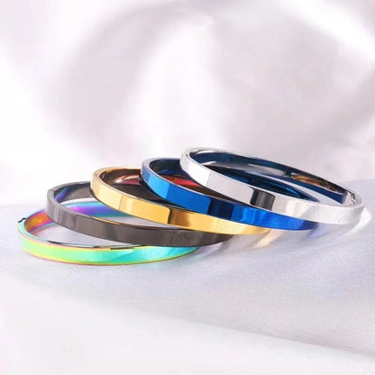 Minimalist Solid Color 304 Stainless Steel 18K Gold Plated Bangle In Bulk