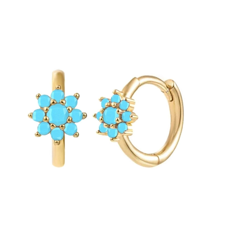 1 Pair Sweet Minimalist Flower Copper Plating Inlay Zircon Earrings