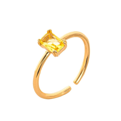 Modern Style Square Copper Zircon 18K Gold Plated Open Rings