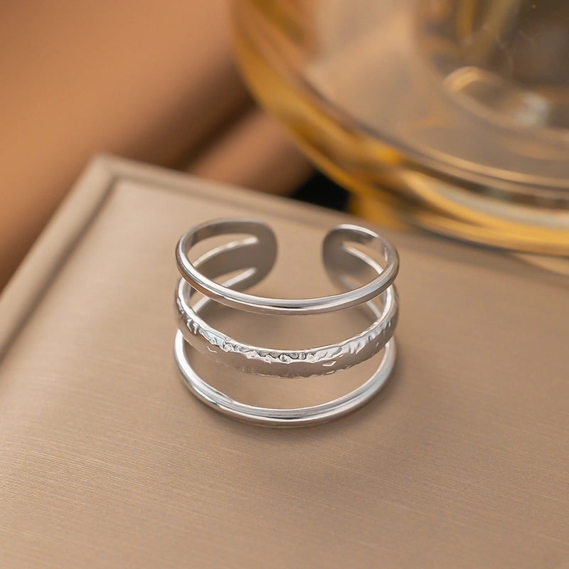 3 Pieces Minimalist Solid Color Titanium Steel Plating Rings