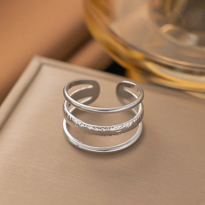 3 Pieces Minimalist Solid Color Titanium Steel Plating Rings