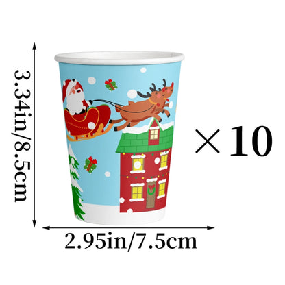 Christmas Cartoon Style Cute Christmas Tree Santa Claus Elk Party Festival Tableware