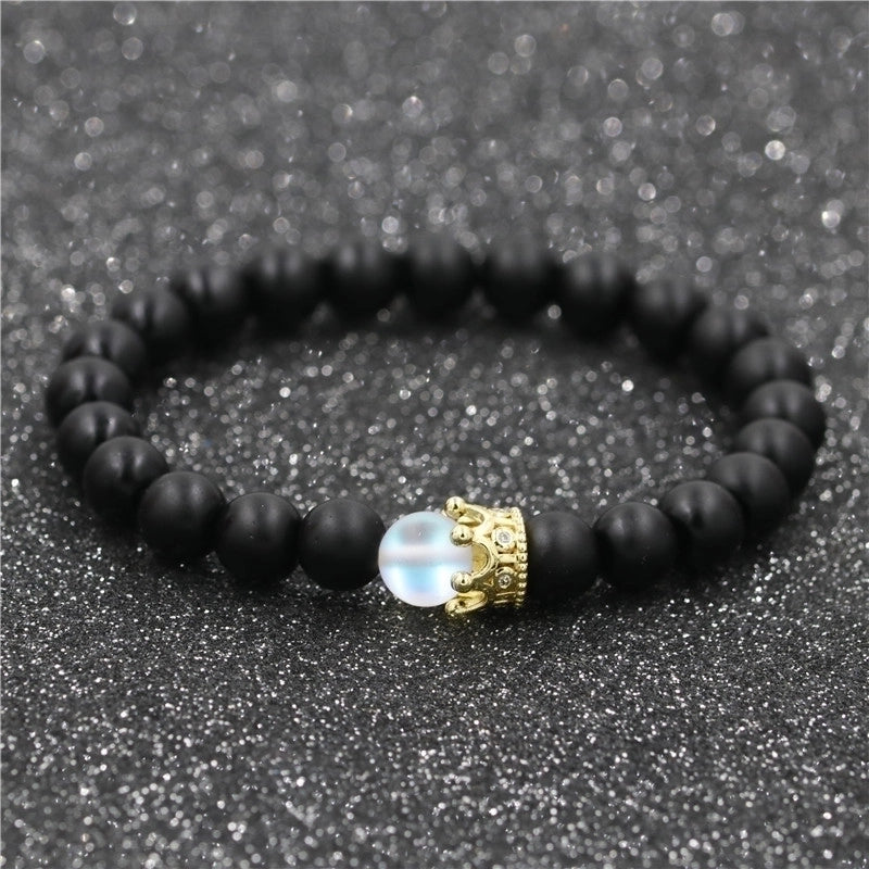 1 Piece Fashion Crown Moonstone Beaded Unisex Bracelets