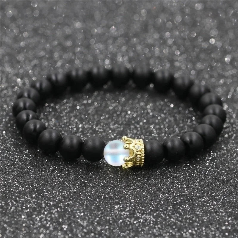 1 Piece Fashion Crown Moonstone Beaded Unisex Bracelets