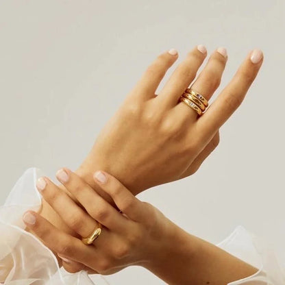 European And American Inlaid Multicolor Zircon 18k Gold-plated Smooth Copper Ring