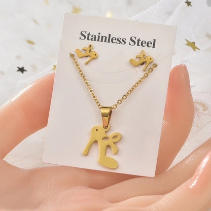 Elegant Guitar Star Snowflake Titanium Steel Plating Women's Earrings Necklace 1 Set