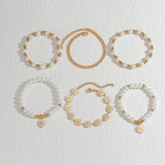 Elegant Cute Streetwear Geometric 304 Stainless Steel 18K Gold Plated Artificial Pearls Bracelets In Bulk