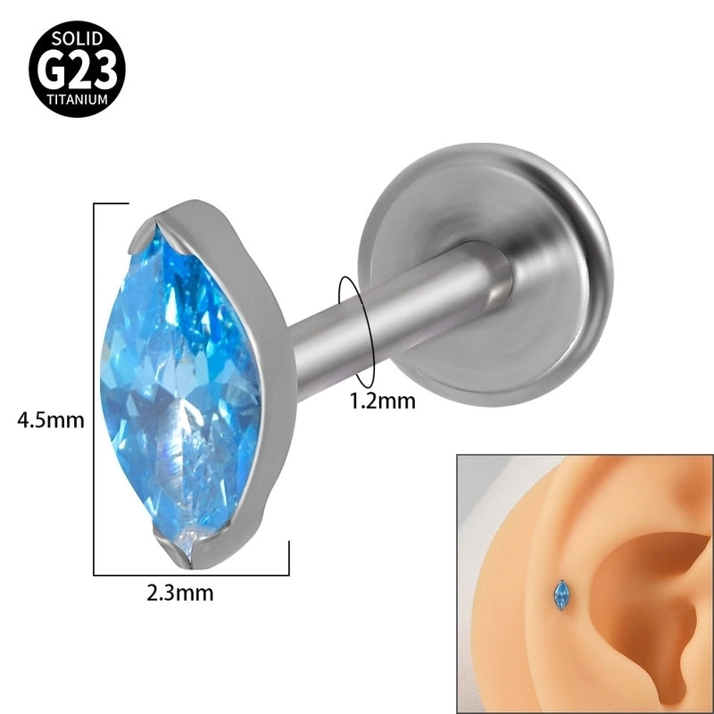 2 Pieces Lip Rings Classic Style Colorful Water Droplets G23 Titanium Synthetic Opal Zircon Inlay Synthetic Opal Zircon