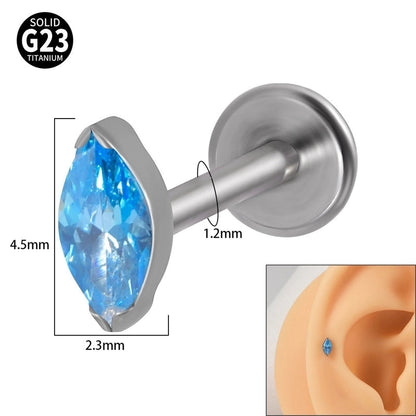 2 Pieces Lip Rings Classic Style Colorful Water Droplets G23 Titanium Synthetic Opal Zircon Inlay Synthetic Opal Zircon