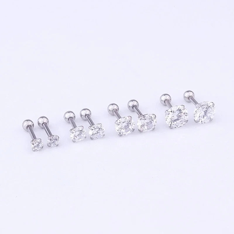 Ear Cartilage Rings & Studs Fashion Geometric 316L Stainless Steel Inlaid Zircon