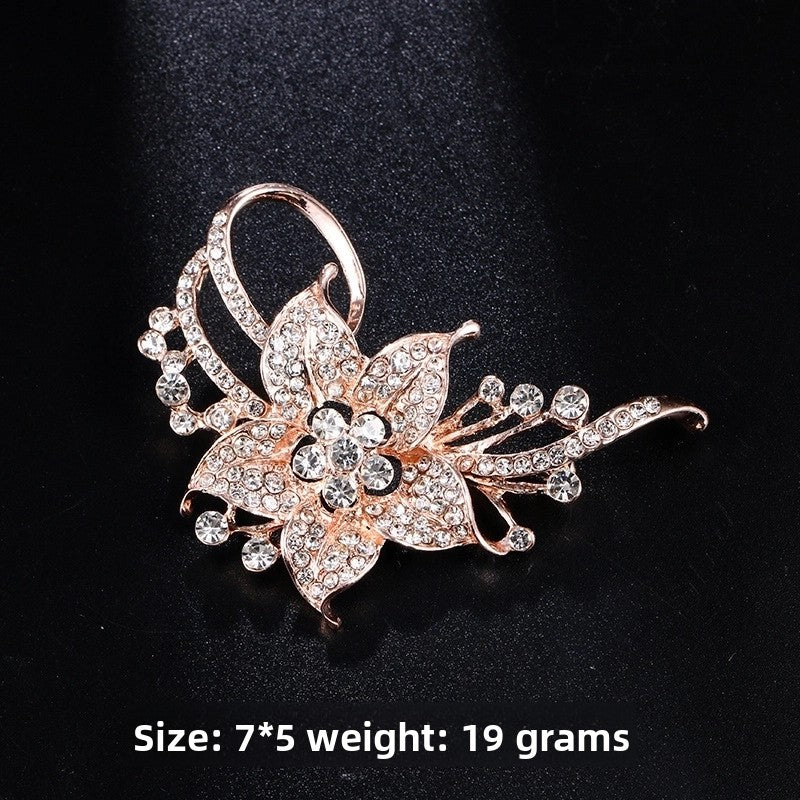 Elegant Pin Bicycle Flower Snowflake Imitation Pearl Alloy Inlay Rhinestones Women'S Brooches