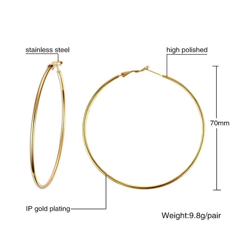 1 Pair Minimalist Geometric 304 Stainless Steel Gold Plated Hoop Earrings