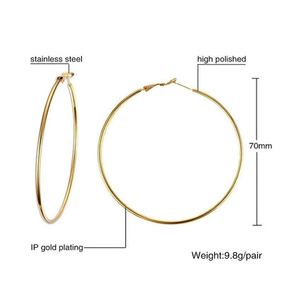 1 Pair Minimalist Geometric 304 Stainless Steel Gold Plated Hoop Earrings