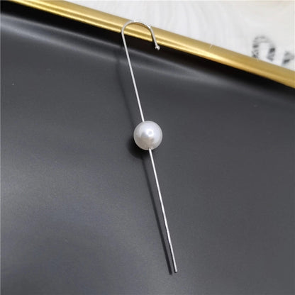 2 Pieces Trendy Zircon Ear Hook Piercing Ear Pin Female Net Red Personality Design Surrounding Ear Bone Clip Oblique Line Earrings