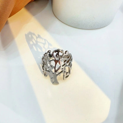 Vintage Style Classic Style Tree Rose 304 Stainless Steel Plating Open Rings