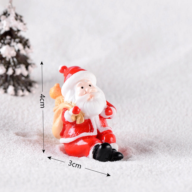 New Christmas Old Man Snowman Micro Landscape Snow Scene Train Box Christmas Socks Small Gift Bells Resin Ornaments