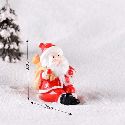 New Christmas Old Man Snowman Micro Landscape Snow Scene Train Box Christmas Socks Small Gift Bells Resin Ornaments