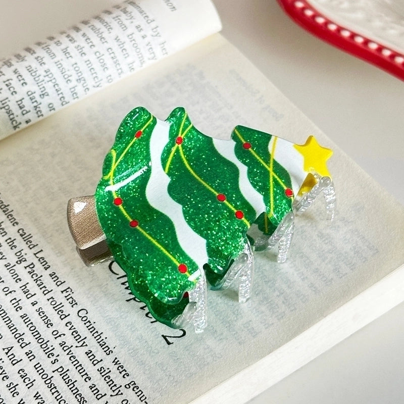 Christmas Casual Women's Christmas Tree Santa Claus Letter Arylic Hair Claws