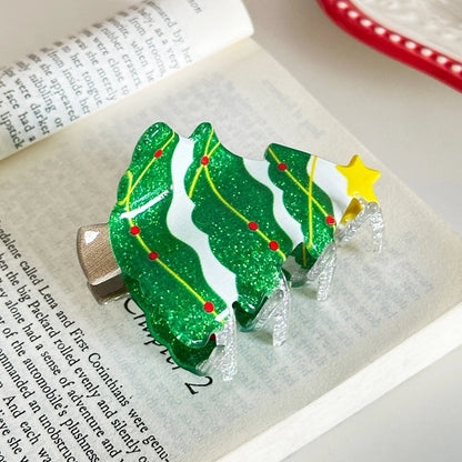 Christmas Casual Women's Christmas Tree Santa Claus Letter Arylic Hair Claws