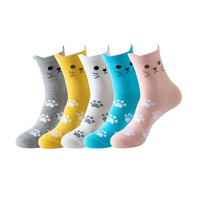 Women's Socks Fun Cat Socks Mid-length Socks Novelty Dog Animal Women's Socks Cotton Socks Cartoon Stockings Yama