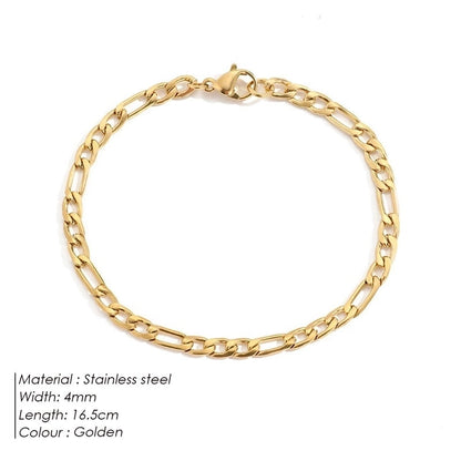 Hip-Hop Geometric 304 Stainless Steel Figaro Chain Bracelets In Bulk