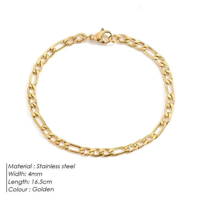 Hip-Hop Geometric 304 Stainless Steel Figaro Chain Bracelets In Bulk