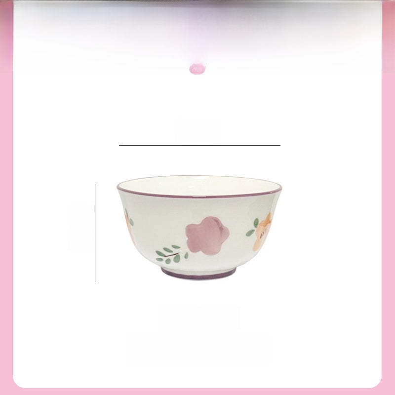 Purple Ceramic Bowl And Dish Set Household Japanese Style Bowl And Dish Fresh Dinner Housewarming Dish Bowl And Chopsticks Set