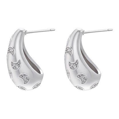 1 Pair Ig Style Casual Minimalist Water Droplets Plating Inlay Copper Zircon 18k Gold Plated Ear Studs