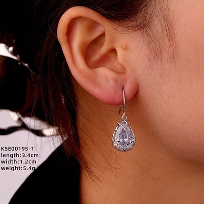 1 Pair Ig Style Minimalist Star Water Droplets Flower Plating Inlay Copper Zircon White Gold Plated Drop Earrings Ear Studs