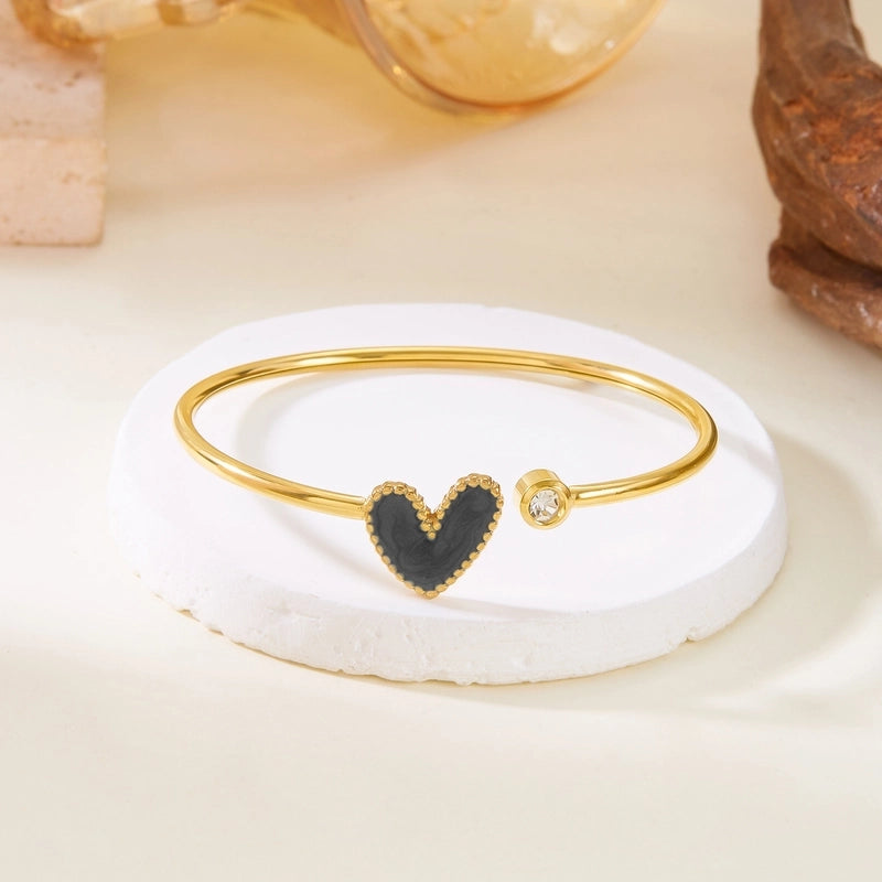 Casual Elegant Lady Heart Shape 304 Stainless Steel Bangle In Bulk