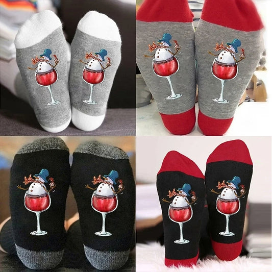 Christmas Casual Men's Snowman Cotton Crew Socks A Pair