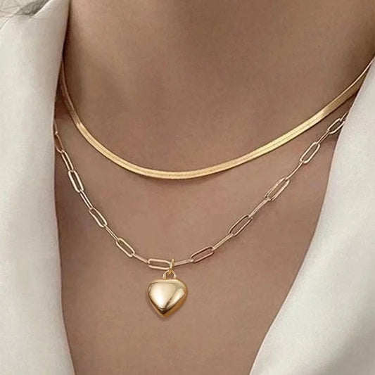 201 Stainless Steel Copper Minimalist Classic Style Solid Color Layered Necklaces