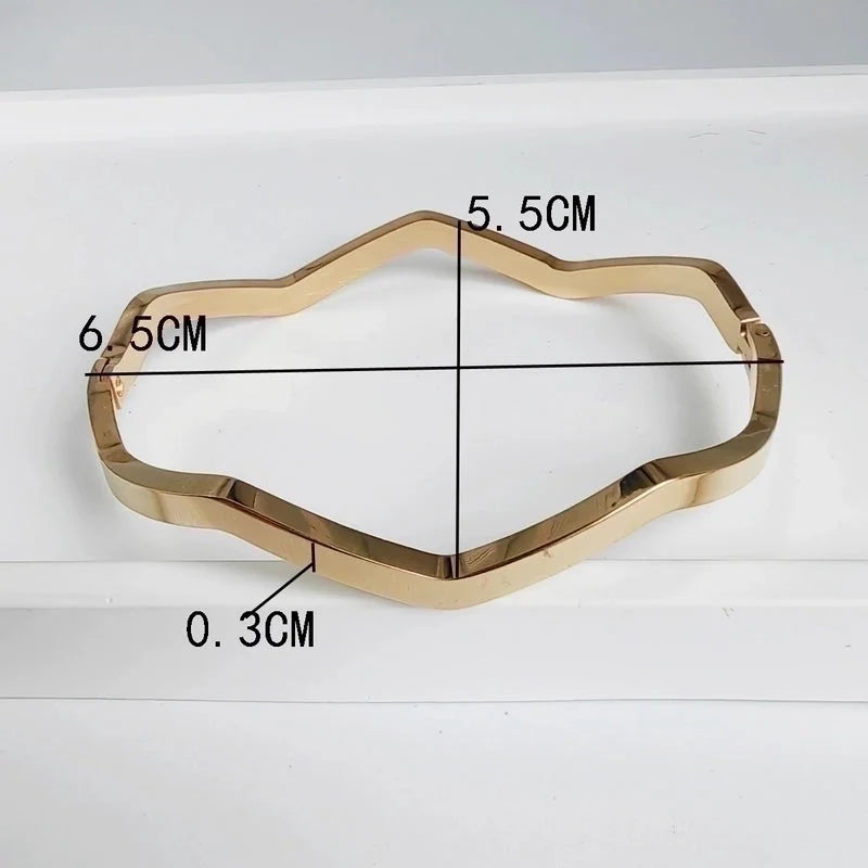 Hip-Hop Modern Style Minimalist Geometric Waves 304 Stainless Steel Bangle In Bulk