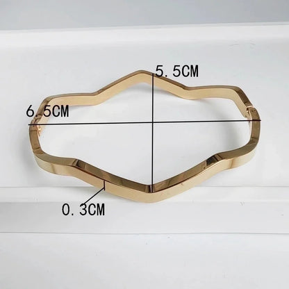 Hip-Hop Modern Style Minimalist Geometric Waves 304 Stainless Steel Bangle In Bulk