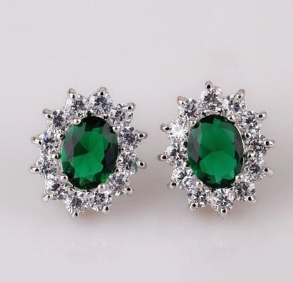 1 Pair Vintage Style Shiny Oval Plating Inlay Copper Zircon White Gold Plated Ear Clips Ear Studs