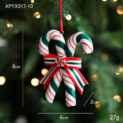 Christmas Elegant Cute Lollipop Soft Clay Indoor Family Gathering Party Hanging Ornaments Decorations Hanging Ornaments