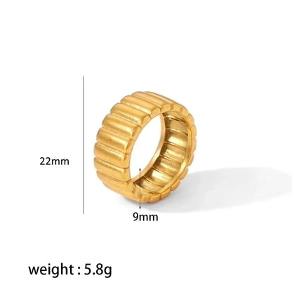 304 Stainless Steel 18K Gold Plated Retro Roman Style Plating Circle Gear Rings Earrings