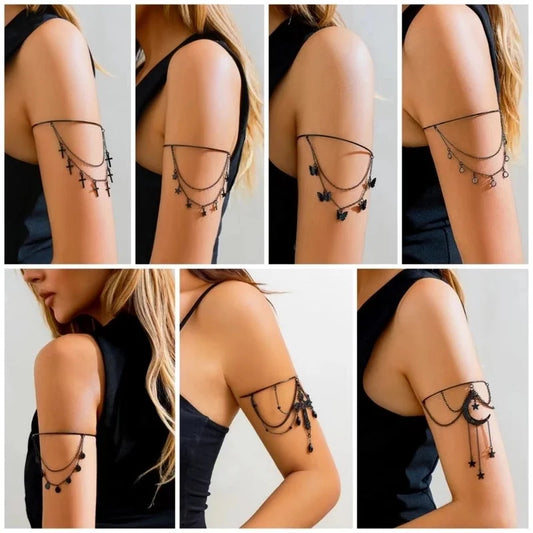 Artificial Crystal Iron Copper Gothic Hip-Hop Punk Cross Crystal Arm Ring