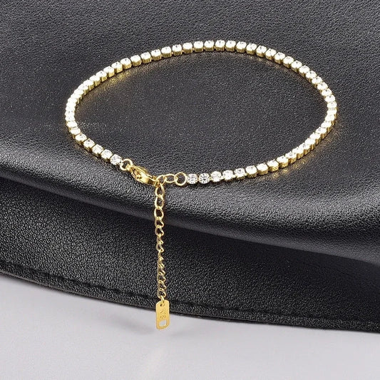 Sweet Minimalist Solid Color Titanium Steel 18K Gold Plated Rhinestones Bracelets In Bulk