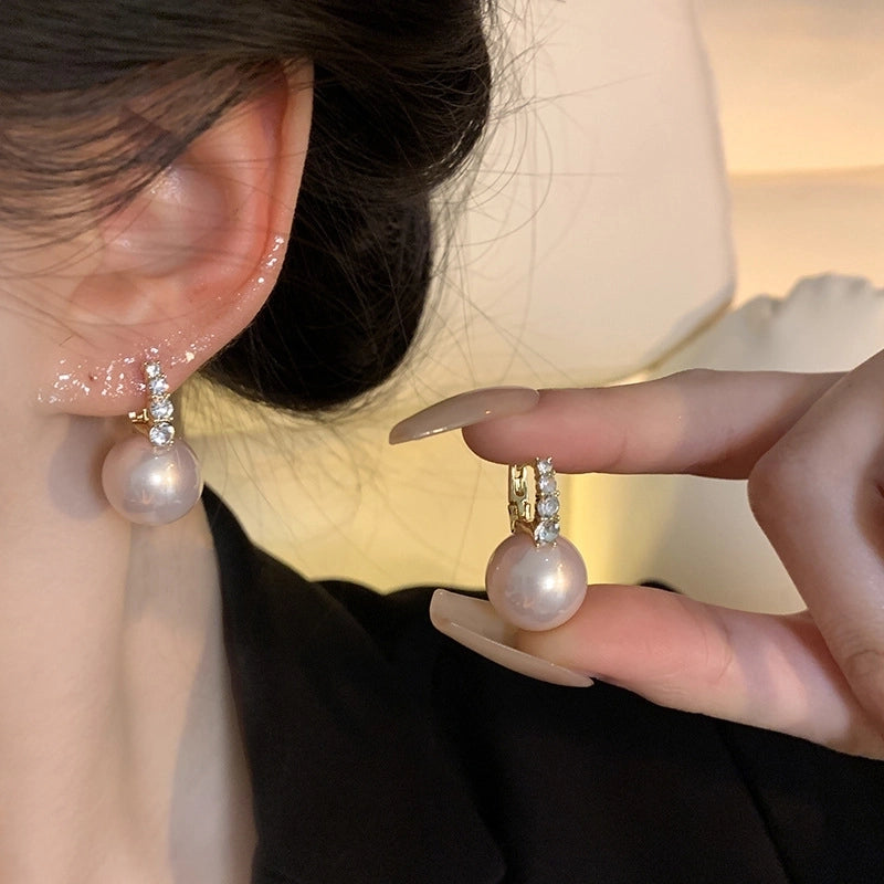 1 Pair Retro Heart Shape Bow Knot Inlay Silver Artificial Pearls Zircon Earrings