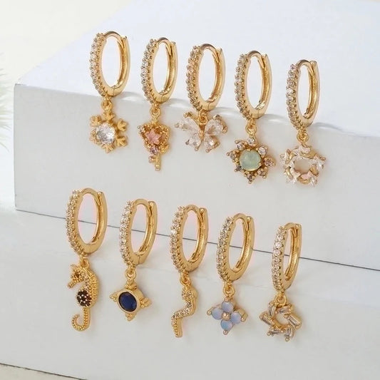 1 Piece Fashion Snake Butterfly Inlaid Zircon Brass Zircon 18K Gold Plated Drop Earrings