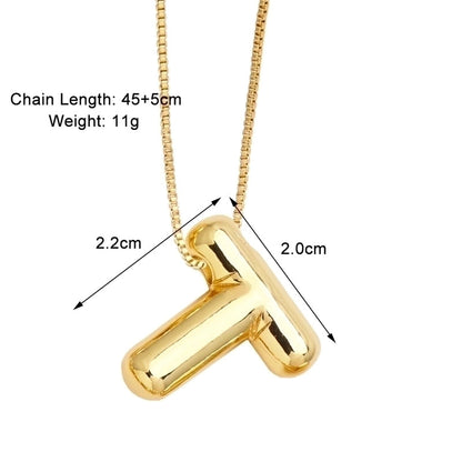 Minimalist Letter Copper Plating 18k Gold Plated Necklace Pendant