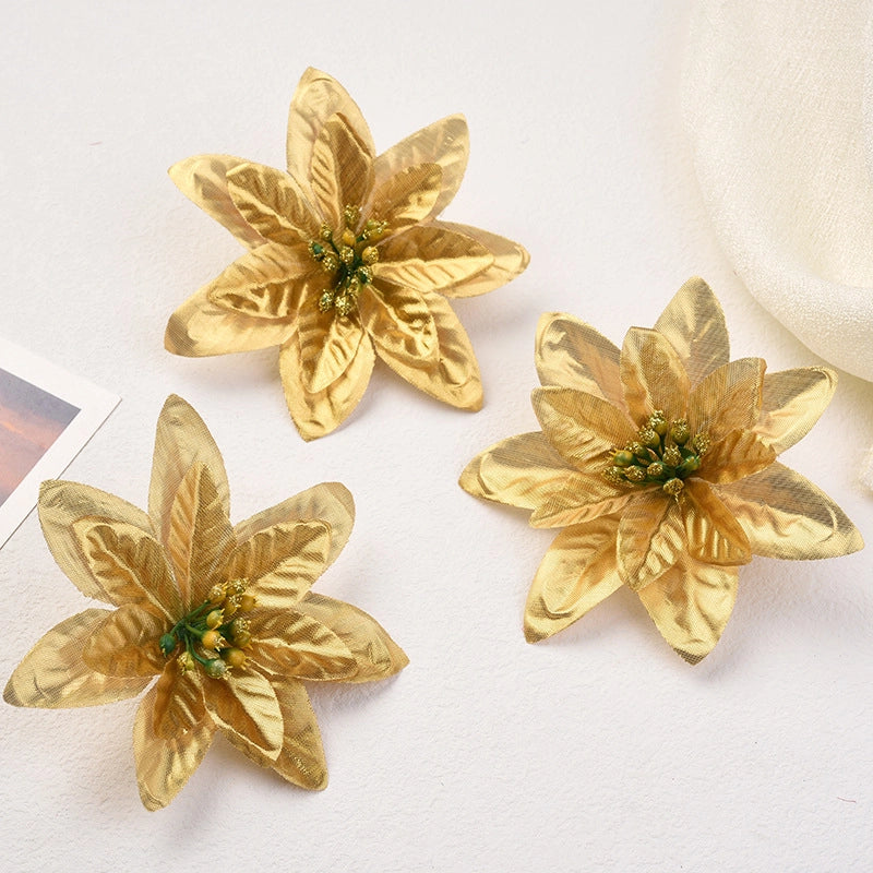 Christmas Flower Imitation Flower Red Golden Christmas Wreath Rattan Christmas Tree Accessories Christmas Decorations