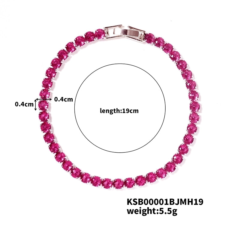 Copper Minimalist Shiny Inlay Geometric Zircon Bracelets Tennis Bracelet