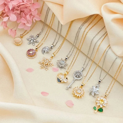 Sweet Minimalist Sun Heart Shape 304 Stainless Steel Copper Pendant Necklace Cable Chain